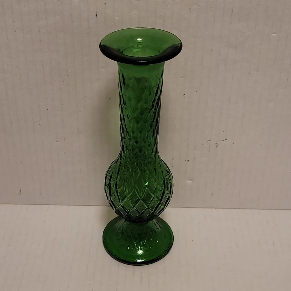 Vintage E.O. Brody Co. Green Glass Bud Vase